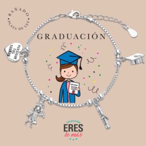 Pulsera de la graduación en metal chapado en plata fina y platino doble