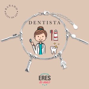 Pulsera de la dentista en metal chapado en plata fina y platino doble