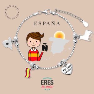 Pulsera de España en metal chapado en plata fina y platino doble
