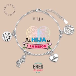 Pulsera de la hija en metal chapado en plata fina y platino doble