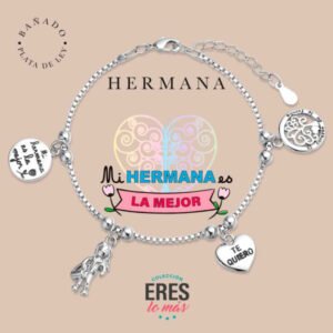 Pulsera de la hermana en metal chapado en plata fina y platino doble