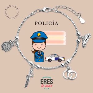 Pulsera de la Policia en metal chapado en plata fina y platino doble