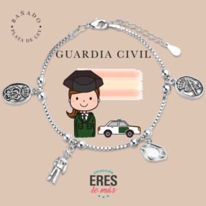 Pulsera de la Guardia Civil en metal chapado en plata fina y platino doble