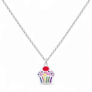 Collar cupcake multicolor en acero