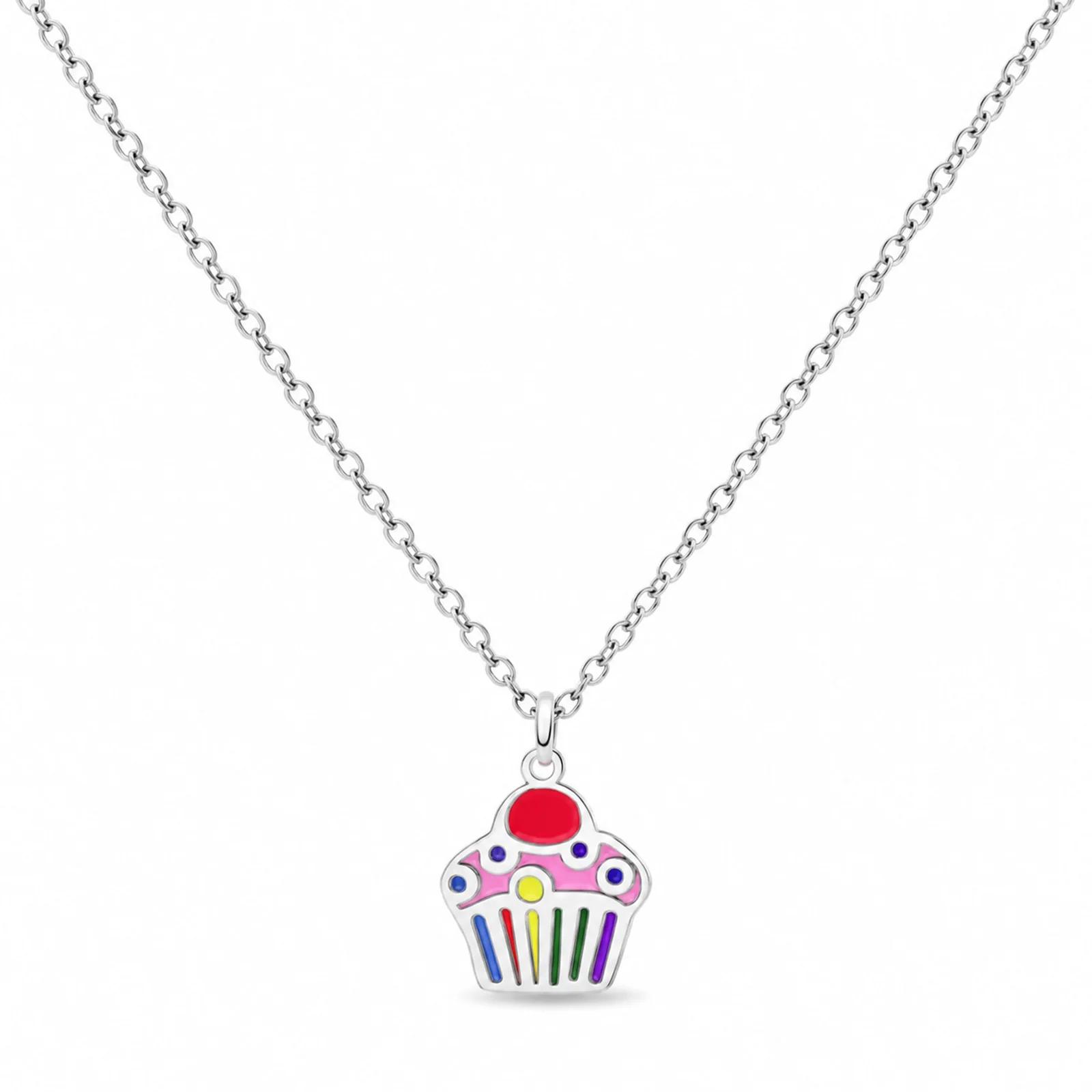 Collar cupcake multicolor en acero