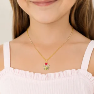Collar Cupcake multicolor acero chapado en oro