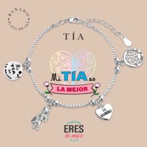 Pulsera de la tia en metal chapado en plata fina y platino doble