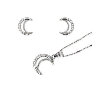 Juego plata medias lunas con circonitas