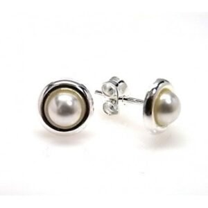 pendientes perla con filito plata 17mm